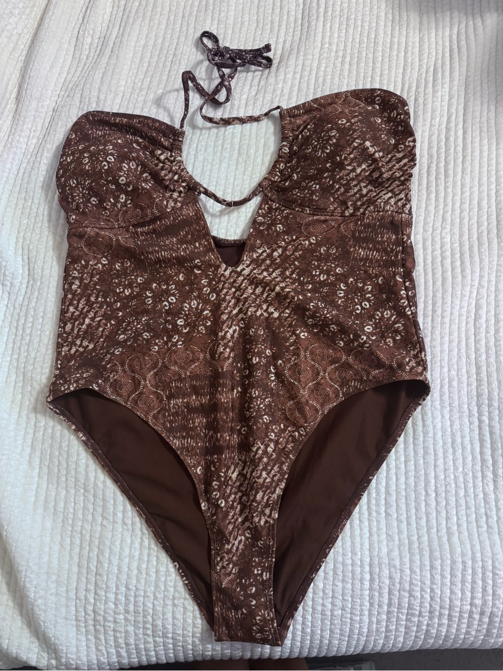 No Boundaries Brown Patterned One-Piece Swimsuit